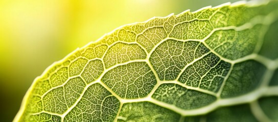 Wall Mural - Abstract close-up of green leaf with vivid veins and a realistic coloration. Digital 3D illustration.