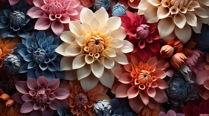 Poster - A Tapestry of Paper Flowers in Vibrant Hues