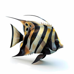 3D Angel fish in white background vector image