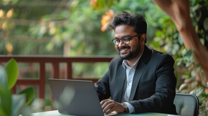 Wall Mural - indian business man working on laptop 