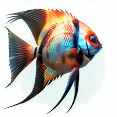 3D Angel fish in white background vector image