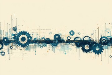 Abstract industrial design illustration with gears and mechanical elements