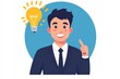 © Art_You - Happy Asian man in a suit with a light bulb idea concept illustration