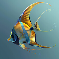 3D Angel fish in white background vector image