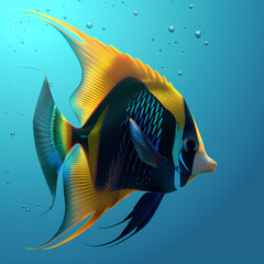 Wall Mural - 3D Angel fish in white background vector image