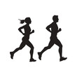 © Abdus Salam - Silhouette of a running couple vector illustration, Variety of runner silhouettes, Sport icon running silhouette of running woman isolated vector on the white background