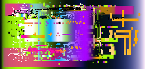 Aufkleber - Retrofuturistic abstract background with pixelated glitches and ambient colorful disturbances.