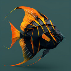 3D Angel fish in white background vector image