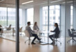 © Gia - blurred Silhouette of business people in office, meeting room, building, lobby. blurred background. concept.