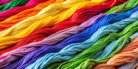 Poster - Close-up of vibrant embroidery threads in a variety of colors, embroidery, colorful, vibrant, thread, close-up, sewing