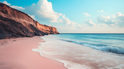 Wall Mural - coastline with pink beach