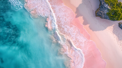 Wall Mural - coastline with pink beach