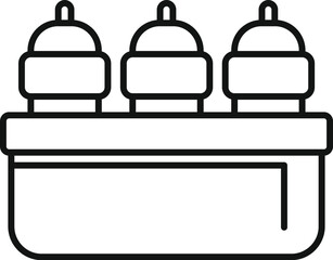 Poster - line drawing of a water cooler with round bottles standing on top of a rectangular water reservoir