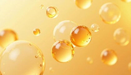 Poster -  Golden bubbles floating in a warm bath