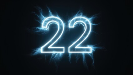 Poster - Glowing Neon Symbol 22 on Dark Background