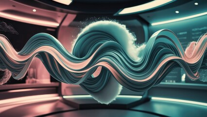 Poster - Dynamic Wave Patterns Series Abstract Composition of Swirling and Twisting Waves Representing Concepts in Science and Education