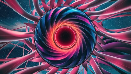 Poster - Futuristic energy concept with vibrant colorful spheres in a captivating 3D rendering and aesthetic form