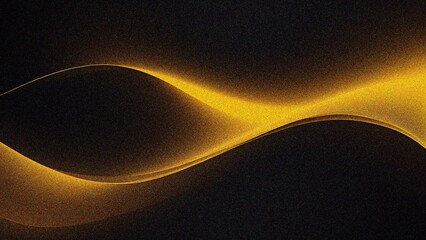 yellow glowing abstract gradient wave shape on black grainy background header cover poster design copy space