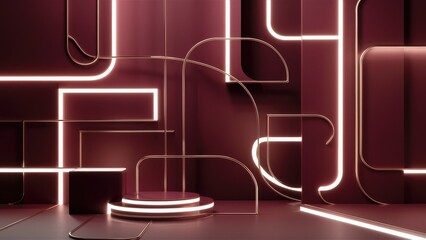 Poster - Minimalist burgundy abstract background featuring luxurious geometric light shapes Ideal for wallpaper posters brochures presentations websites and textile designs