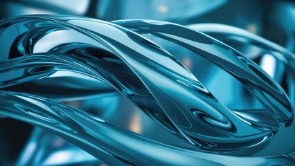 Poster - Sleek and Contemporary 3D Abstract Background Featuring Transparent Lush Bezier Curves in Crystal Blue  HighQuality 3D Illustration