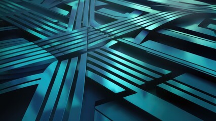 Poster - Abstract blue plaid pattern with bold and thin lines suitable for backgrounds