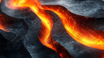 Wall Mural - A lava flow with a black and orange color