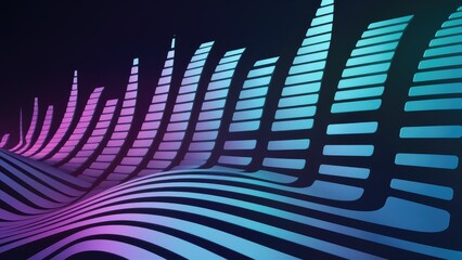 Poster - Abstract wave background with stylized curved lines Digital frequency equalizer track element for design Smooth flowing vector art