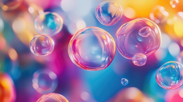 A playful and lively abstract design with overlapping soap bubbles in a range of bright colors, perfect for creative and energetic content.