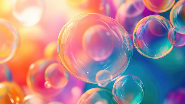 A playful and lively abstract design with overlapping soap bubbles in a range of bright colors, perfect for creative and energetic content.