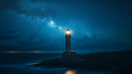 light house with milky sky