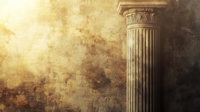 Abstract background featuring a single Roman column with ample space for text in the middle. The blend of classic and contemporary elements is perfect for creative projects.