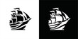 © Avra - Simple Logo Sailing Ship and Sea Wave vector.silhoutte
