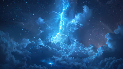 The Blue Jet lightning phenomenon occurs in the upper atmosphere. When powerful blue lightning flashes shoot up from the tops of high cumulonimbus clouds.