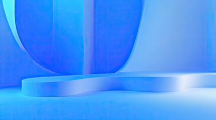 Fototapete - Smooth 3D blue background with gentle gradients and soft lighting, creating a calming and serene atmosphere.