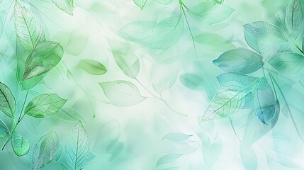 Wall Mural - Design an eco-friendly background with a light, airy feel using soft greens and blues, and featuring small, delicate leaf patterns. Leave ample copy space