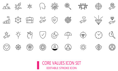 core values set of icons for your design vector illustrator.