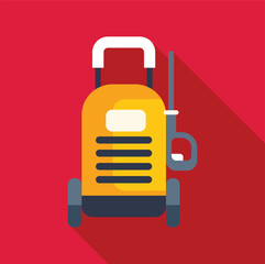 Sticker - Yellow pressure washer standing on red background, cleaning service concept