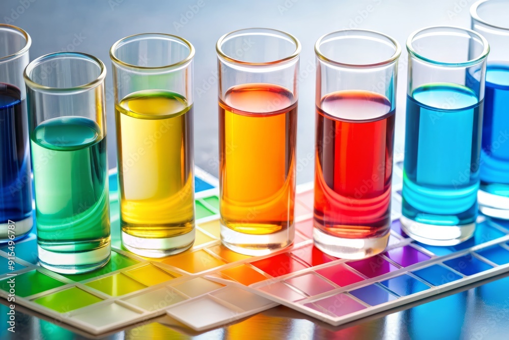 Colorful illustration of pH indicator paper changing colors to identify ...