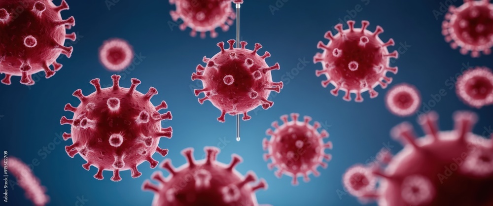 Microscopic view of virus cells illustrating infection and disease ...