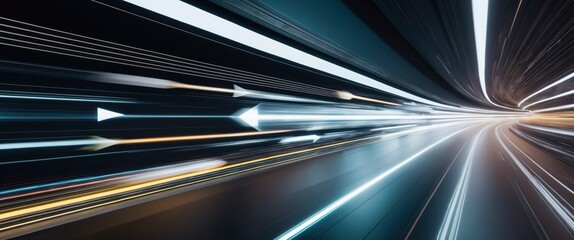 Wall Mural - Dynamic light trails convey speed and motion, capturing futuristic transportation concept with vibrant energy