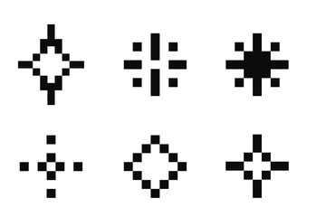 Sticker - pixel star retro 8 bit sparkle set. shiny game pixel art effect set. firework burst, space decoratio