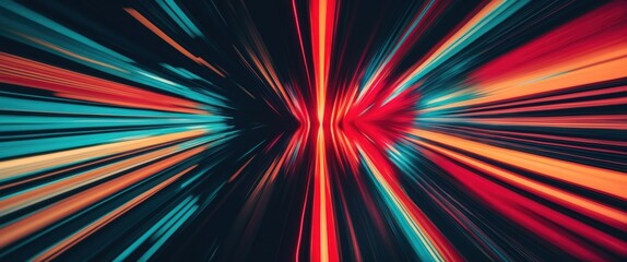 Wall Mural - Dynamic abstract design showcasing vibrant light streaks and energetic colors representing speed and motion