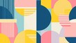 © KYR - Modern abstract geometric pattern in yellow, pink, and blue, creating a stylish and contemporary banner design.