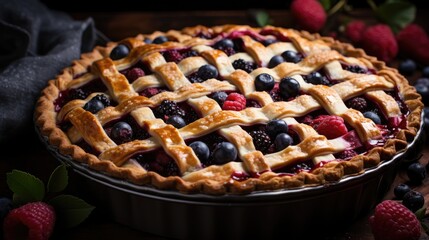 Sticker - apple pie with blueberries  