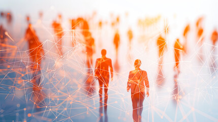 Poster - social network showing connection and communication between people on light background. global internet technology on map. human resources digital, HR, social connections, globalization. illustration.