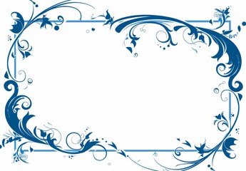 Wall Mural - Simple Blue Frame Design for Award Certificate with Dots and Swirls, White Background, Vector Graphics

