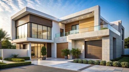 Poster - Modern exterior Dubai house with minimalist design and architectural details, Dubai, modern, exterior, house, architecture