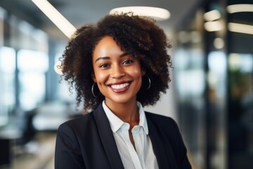 Wall Mural - Smiling portrait of a young African American businesswoman