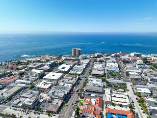 Wall Mural - Aerial view over La Jolla with big villas and ocean in the background, San Diego, California, USA