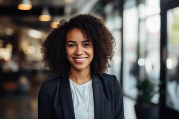 Wall Mural - Smiling portrait of a young African American businesswoman